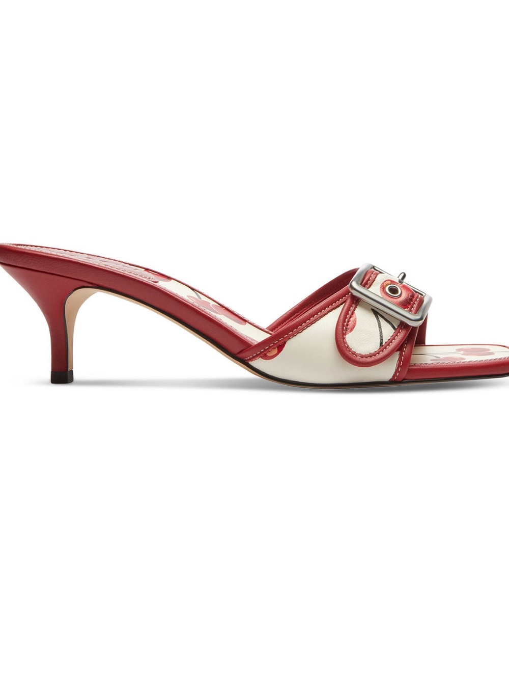 COACH Red Cherry Print Buckle Slide Sandals - Picture 4 of 5
